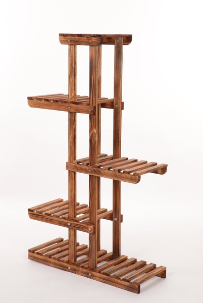 Blumenständer FLORACK HxBxT 117x68x25cm 6 Ablagen Kieferholz Braun geflammt