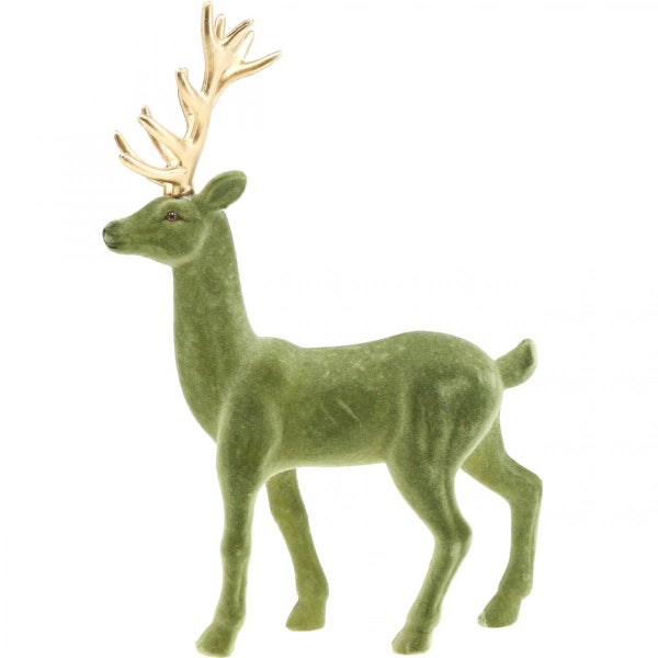 Dekofigur stehender Hirsch mit goldenem Geweih