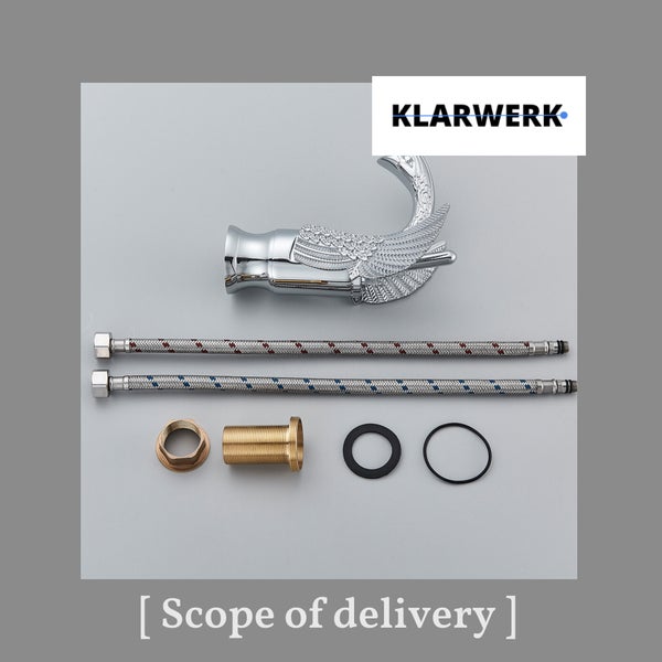 Klarwerk Waschtischarmatur in Schwanenoptik mit Anschlussmaterial und Befestigungsset