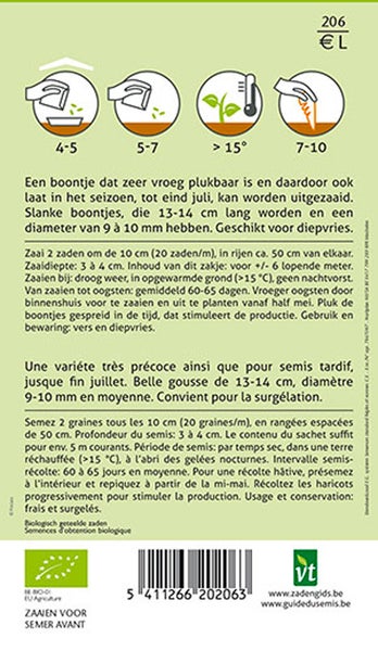 Informationen zum Anbau von Bohnen, inklusive Aussaatzeiten und Erntehinweisen