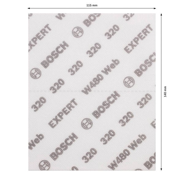 Bosch Expert W480 Web Schleifgitter mit Körnung 320 und den Maßen 115 mm x 140 mm