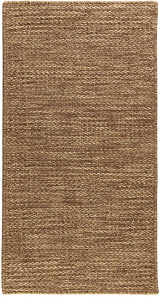 Rechteckiger brauner Flachgewebe-Teppich in Sisal-Optik mit Bordüre.