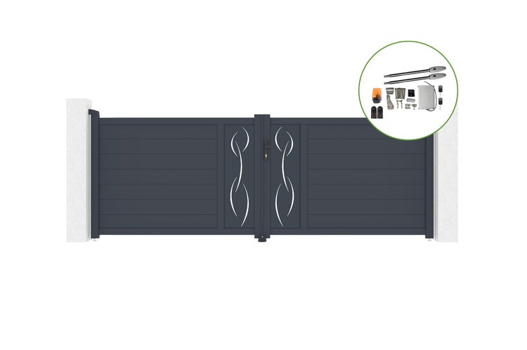 Schwingtor 3,5 m LIFE H.120 cm Aluminium + TANKER B250 Motorisierung