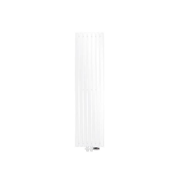 ECD Germany Design Paneelheizkörper Stella Mittelanschluss 370 x 1400 mm Weiß mit Anschlussgarnitur inkl. Thermostat Durchgang Boden, Flach Einlagig Vertikal, Heizkörper Badheizkörper Bad Heizung