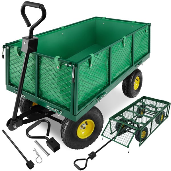 Bollerwagen tectake  Belastbarkeit 550 kg mit klappbaren Seitenwänden grün