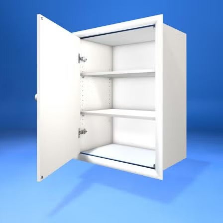 Wandschrank mit einer Tür und zwei Einlegeböden für die Montage in einer Nische