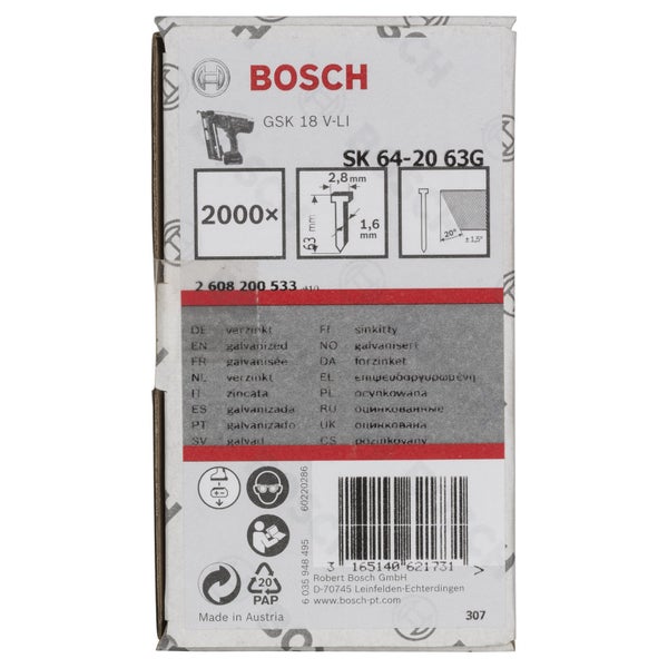 Bosch SK 64-20 63G verzinkte Nägel, 2000 Stück