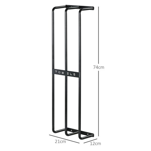 HOMCOM Handtuchhalter, 21L x 12B x 74H cm, Metall, Schwarz