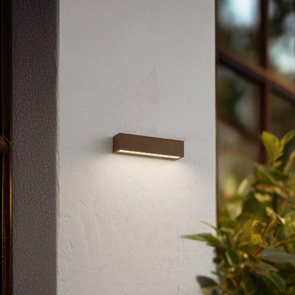 Lucande LED Wandleuchte außen Lengo (Modern) in Braun aus Aluminium (1 flammig, ) - Außenwandleuchten Wandlampe Led Außenlampe Outdoor für Außenwand/Hauswand Haus Terrasse & Balkon