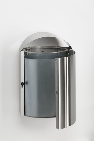 PROREGAL Robuster Wandabfallsammler Mit Schutzdach Für Aussenbereich 50 Liter HxBxT 79 x 48 x 35 cm Edelstahl