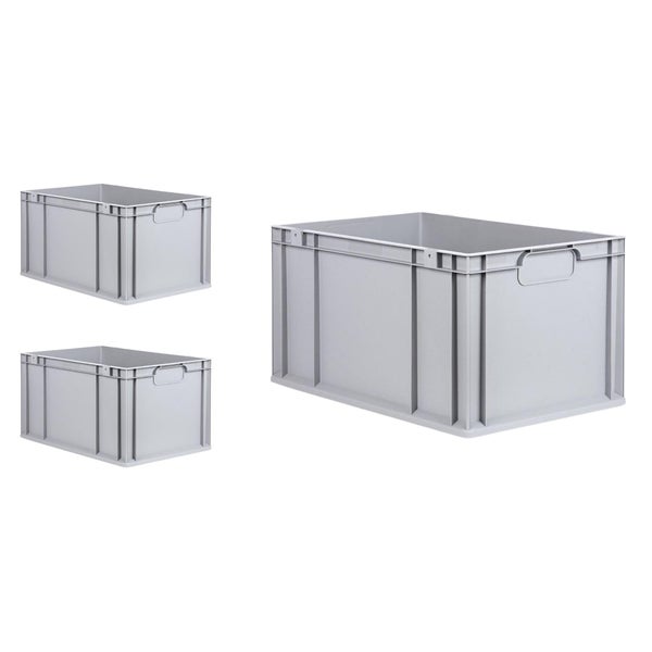 PROREGAL Spar Set 3x Eurobox Nextgen Economy Mit Auflagedeckel & 4x Schiebeschnappverschlüsse Rot Griffe Geschlossen HxBxT 32 x 40 x 60 cm 65 Liter