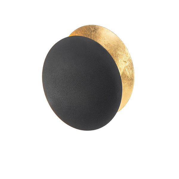 Wandleuchte, rund, mit goldfarbener Rückseite