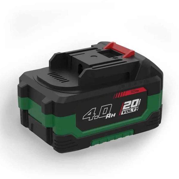Güde Lithium-Ionen-Akku 20 Volt 4.0 Amperestunden in Schwarz und Grün.