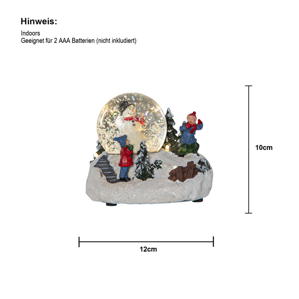 Schneekugel mit Schneemann und Kindern, 12x10cm, für Innenräume
