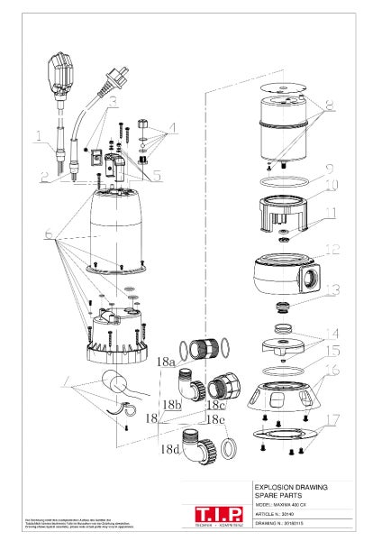 Explosionszeichnung Ersatzteile für eine Pumpe