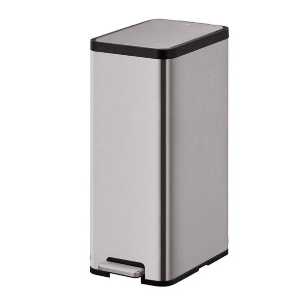 PROREGAL Kompakter und Funktionaler Treteimer Aus Mattgrauem Edelstahl 45 Liter HxBxT 75,3 x 28,6 x 42,8 cm Silber