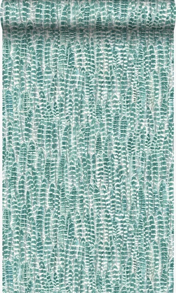 Origin Wallcoverings Tapete Federn Lagunengrün - 53 cm x 10,05 m - 347396