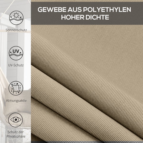 Outsunny Senkrechtmarkise, Balkonrollomit Handkurbel für Pavillon, Garten, 183 x 185 cm, HDPE, Aluminium, Beige