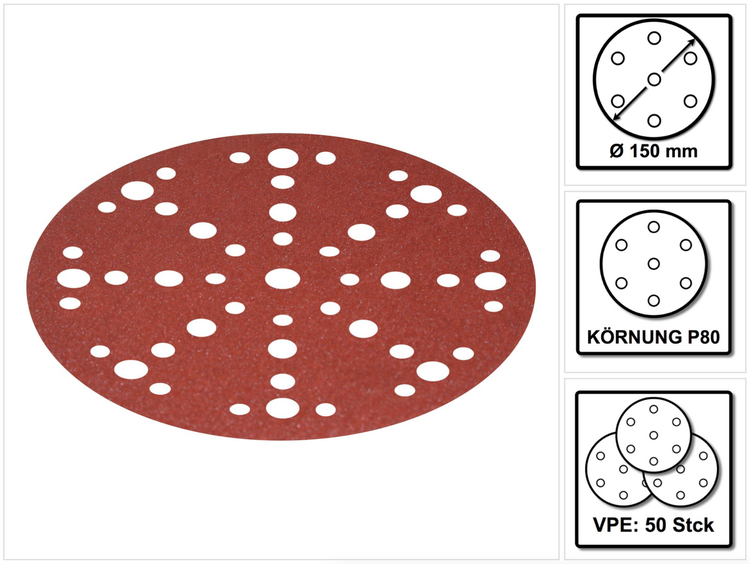 Festool STF D150/48 Rubin2 Schleifscheiben RU2/50, P80, 150 mm / 50 Stück ( 575188 ) - neue Version von 499119