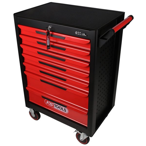 KS TOOLS Ecoline schwarz/rot Werkstattwagen mit 7 Schubladen - 897.0007