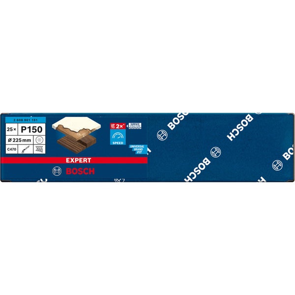 Bosch 25x Expert C470 Schleifpapier mit 19 Löchern für Trockenbauschleifer Ø 225 mm G 150 - 2608901151