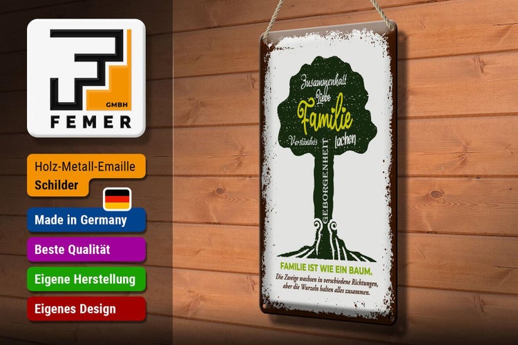 Blechschild Spruch Familie ist wie ein Baum 20x30cm