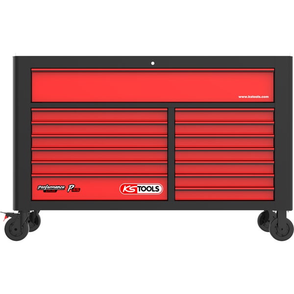 KS TOOLS PERFORMANCEplus P45 SCHWARZ/ROT Werkstattwagen mit 14 Schubladen - 873.7014