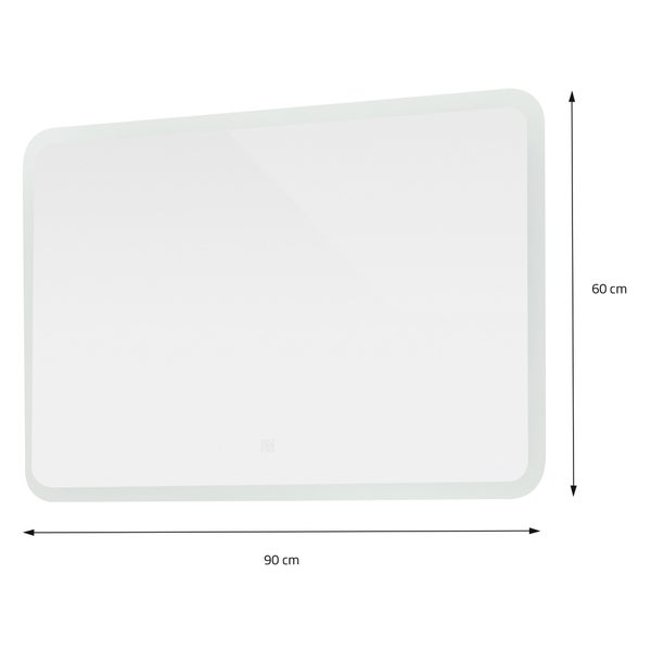 ML-Design Badspiegel, Weiß, Led-Spiegel mit Touchschalter 90 x 60 cm, Glas, Badezimmerspiegel mit Beleuchtung, Spiegel, Wandspiegel, Touch-Bedienung, Lichtspiegel, Badezimmer Spiegel mit LED-Licht