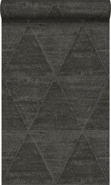Origin Wallcoverings Tapete verwitterte Metalldreiecke Schwarz - 53 cm x 10.05 m - 337605