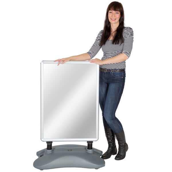 Aufsteller mit Kunststofffuß und Aluminiumrahmen