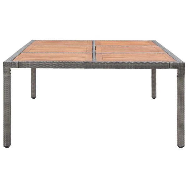Gartentisch Grau 200x150x74 cm Poly Rattan und Akazienholz
