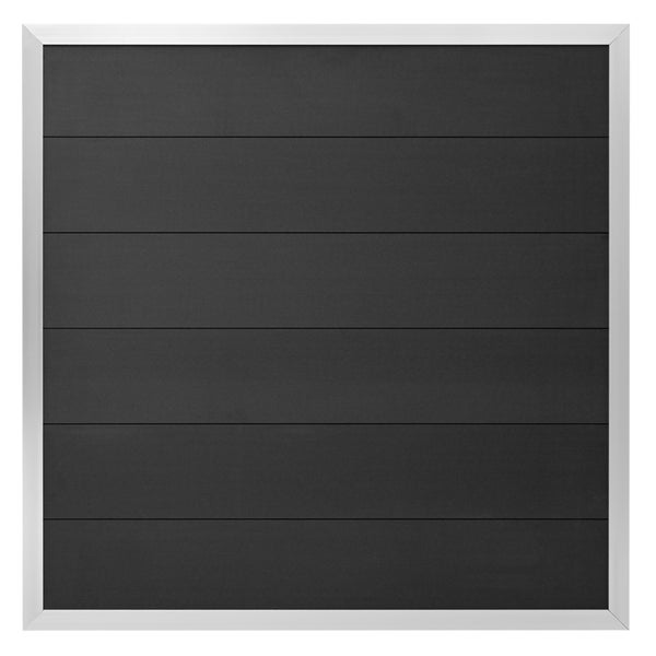 GartenLand WPC Zaun Set Classico ca. 180 x 180 cm Sichtschutz Anthrazit mit Rahmen Aluminium Silber Ohne Pfosten