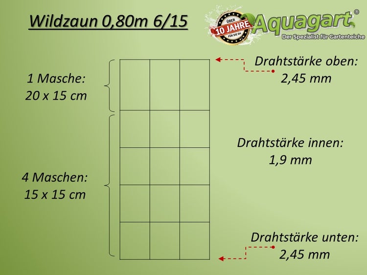 300m Wildzaun Forstzaun Weidezaun 80/6/15 Schwere Ausführung+ Z-Profil Zaunpfosten