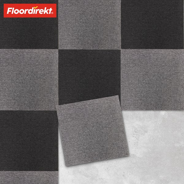 FLOORDIREKT Teppichfliese Moscow - Selbstliegend - 50 x 50 cm - Anthrazit