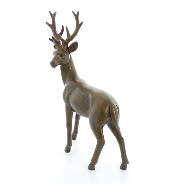 FRANK FLECHTWAREN | Dekofigur Hirsch, KUNSTSTOFF, Höhe 22 cm