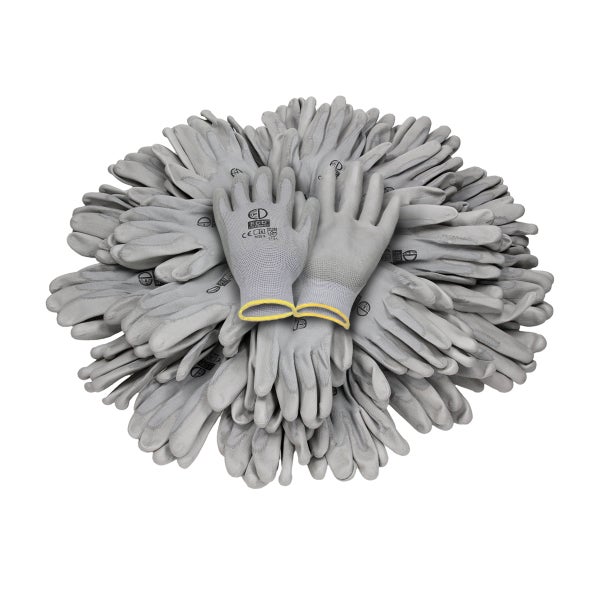 ECD Germany 24 Paar Arbeitshandschuhe mit PU-Beschichtung, Größe 8-M, Grau, atmungsaktiv, rutschfest, robust, Mechanikerhandschuhe Montagehandschuhe Schutzhandschuhe Gartenhandschuhe Handschuhe