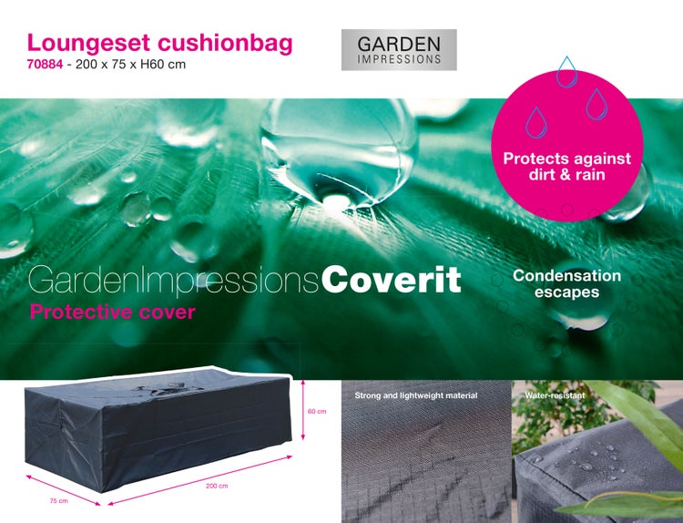 Garden Impressions Coverit Loungeset-Kissentasche, 200 mal 75 mal 60 Zentimeter, wasserabweisend, Schutz vor Schmutz und Regen.