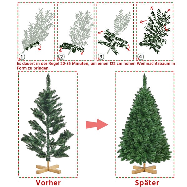 Anleitung zum Aufbau eines 122 Zentimeter hohen Weihnachtsbaums