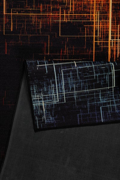 Gewebter Gamerteppich bedruckt Schwarz Multi Quantum Warp WECONhome 110x160 cm