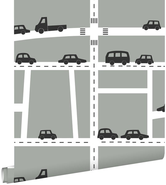 Tapete mit Straßen- und Fahrzeugmuster