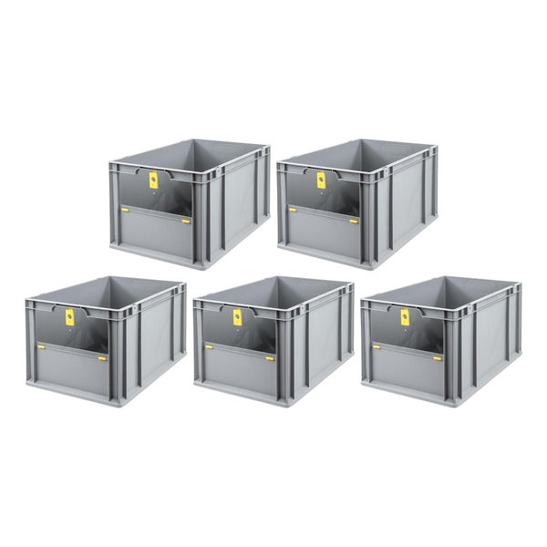 PROREGAL SparSet 5x Eurobox NextGen Insight Cover HxBxT 32 x 40 x 60 65 Liter Hoch/Gelb Eurobehälter Transportbox