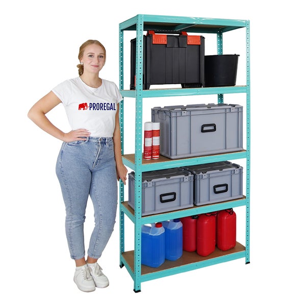 PROREGAL Mega Deal 4x Schwerlastregal GREEN HULK, HxBxT 180x90x40cm, Fachlast 175kg, 5 Ebenen, Grün, Kellerregal, Steckregal, Garagenregal, Lagerregal