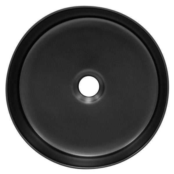 ML-Design Waschbecken aus Keramik in Schwarz matt Ø 360 x 120 mm mit Ablaufgarnitur, Runde Aufsatzwaschbecken, Moderne Waschtisch Waschschale Waschplatz Handwaschbecken, für Badezimmer / Gäste-WC