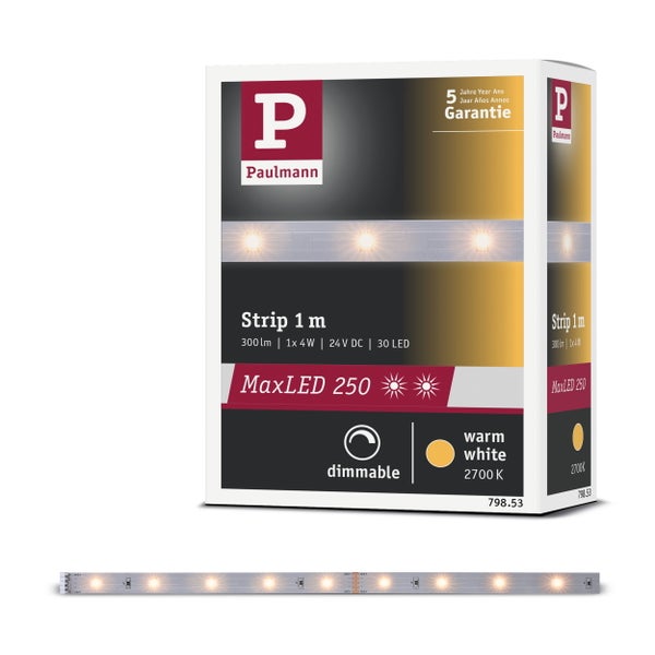 LED Streifen mit 500 cm Länge, 12,5 mm Breite und 3 mm Höhe, kürzbar alle 167 mm, inklusive 5 Jahre Garantie
