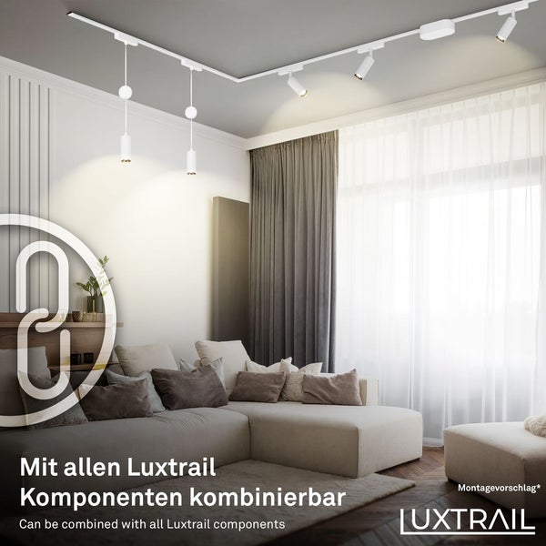 Briloner Luxtrail Schienensystem, Zubehör, Erweiterungskomponente, Weiß, 1 m