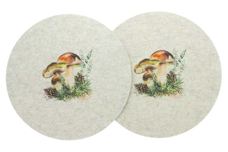 FRANK FLECHTWAREN | Platzmatte Waldpilze, 2er Set, POLYESTER, Ø 38 cm