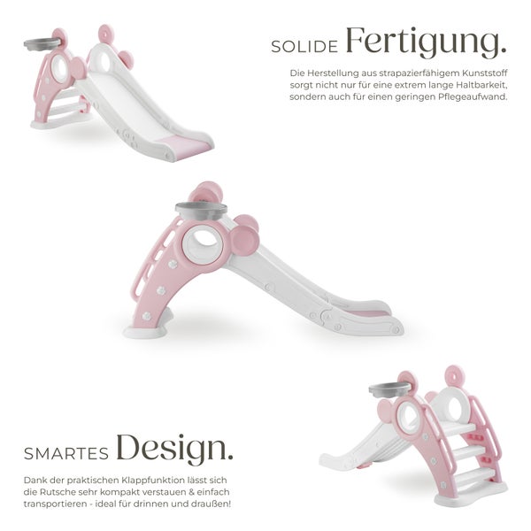 Kinderrutsche tectake Joy Belastbarkeit 50 kg, 128 x 66,5 x 67,5 cm ab 2 Jahren pink