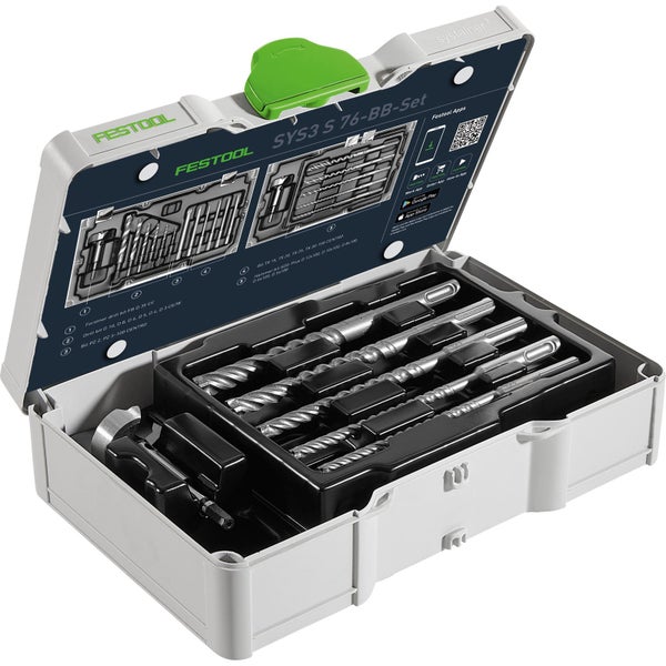 Festool SYS3 S 76-BB-Set mit Bohrern und Bits in einem Werkzeugkoffer