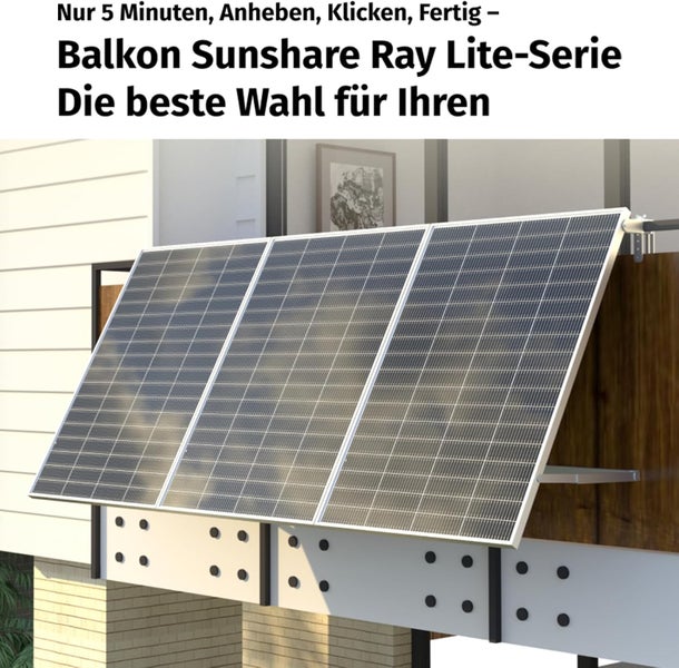 Balkonkraftwerk Sunshare Ray Lite Serie zur Stromerzeugung auf dem Balkon