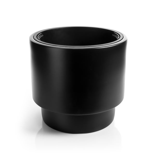 BigDean Blumentopf Design mit Einsatz rund ø 40 cm Schwarz – wetterfester Übertopf aus bruchsicherem Kunststoff – Pflanzkübel Made in Europe